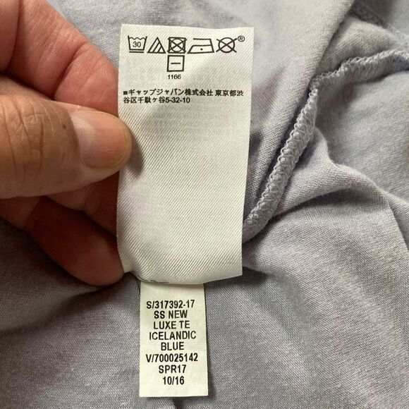 BANANA REPUBLIC Luxe Touch Icelandic Blue Crew Neck T Shirt Womens Large - Picture 10 of 11